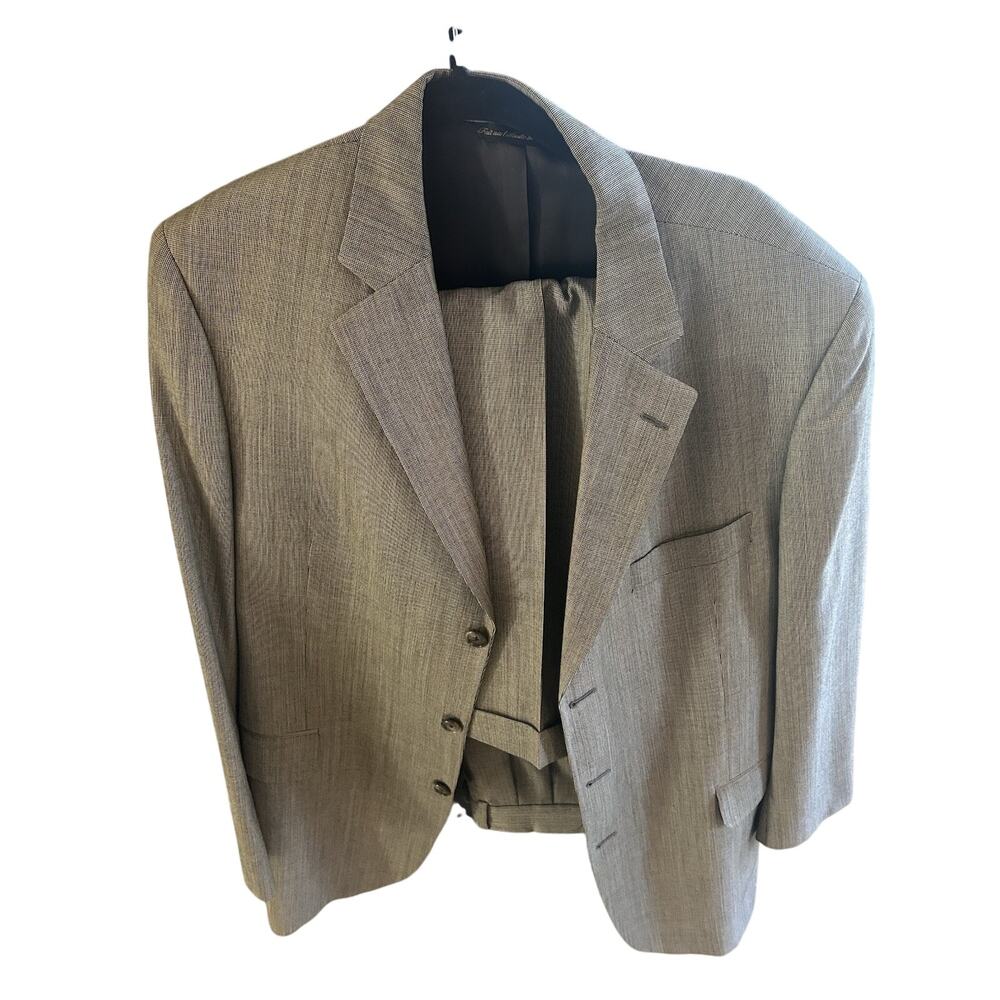 Jack Victor Mens Suit 44r 38 X 32 Gray Micro Weave 100% Wool